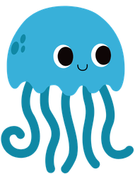 Petite méduse bleue souriante